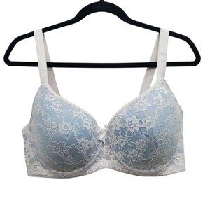 Paramour UO-1804 Baby Blue White Lace Victorian Underwire Full‎ Figure Bra 40D